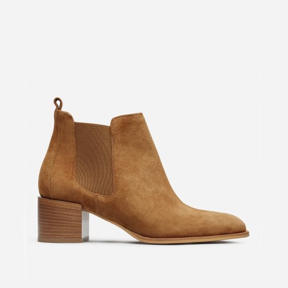 Everlane Shoes - Everlane suede heel boots in cognac 7.5